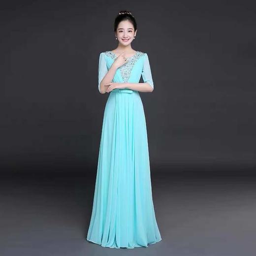 大合唱演出服女长裙中袖2021新款合唱服合唱团礼服主持晚礼服长款 商品图0