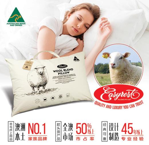 原装进口-澳洲EasyRest成人羊毛枕头健康卫士技术高密全棉面料羊毛枕芯保护颈椎深度睡眠 商品图1
