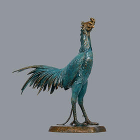 宇达青铜摆件  管洪亮作品  十二生肖鸡 《屹立东方》艺术装饰摆件  高49.5cm