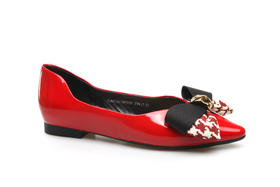 豪麟名鞋奥莱迪嘉女装牛移膜革意式柔美皮鞋DJMEO21WP206红色  原价1660元