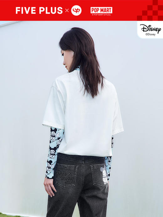 FIVE PLUS2022新款女春装泡泡玛特联名设计感T恤女短袖刺绣棉上衣	2WN1020140 商品图2