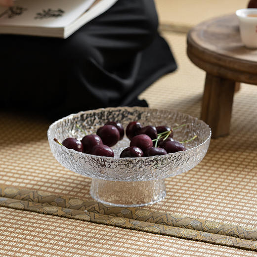 「石纹玻璃果盘」现代简约高脚水果托盘 客厅茶几家用茶点盘零食盘 商品图3