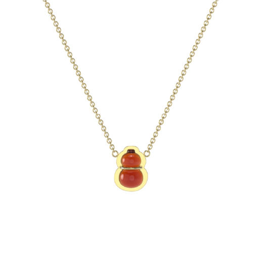 东长·福禄 红玛瑙葫芦项链耳饰手链925银镀金 天然宝石简约时尚设计师款女 商品图11