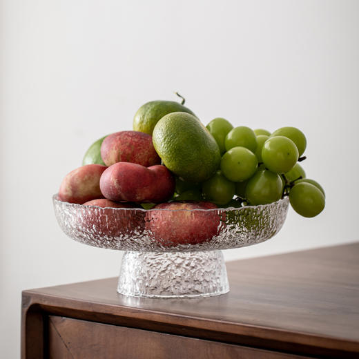 「石纹玻璃果盘」现代简约高脚水果托盘 客厅茶几家用茶点盘零食盘 商品图1