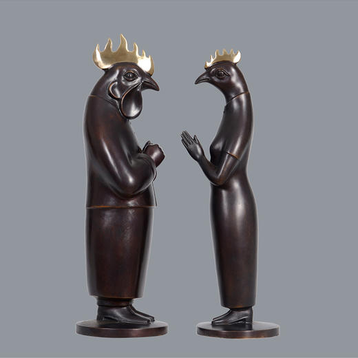 宇达青铜摆件  刁云波作品   十二生肖鸡《大吉大利》艺术装饰摆件  高37cm 商品图0