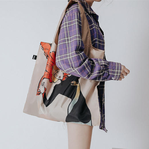 德国LOQI 博物馆系列 人像画合集 戴珍珠耳环的少女 蒙娜丽莎的微笑 万用环保袋 再生环保材料 单肩可折叠 旅行大容量 防泼水 超轻50g可承重40斤 商品图5