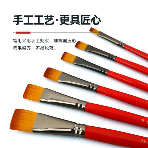 中盛画材 尼龙毛平峰画笔水粉笔水彩笔丙烯画笔 颜料油画笔1660 商品图4