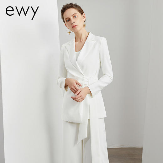 时尚白色西服套裤女气质系带西装气质主持人上镜装ol韩版职业正装 商品图0