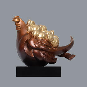 宇达青铜全铜  鸡《金吉满堂》著名雕塑家杨学军作品 高40cm