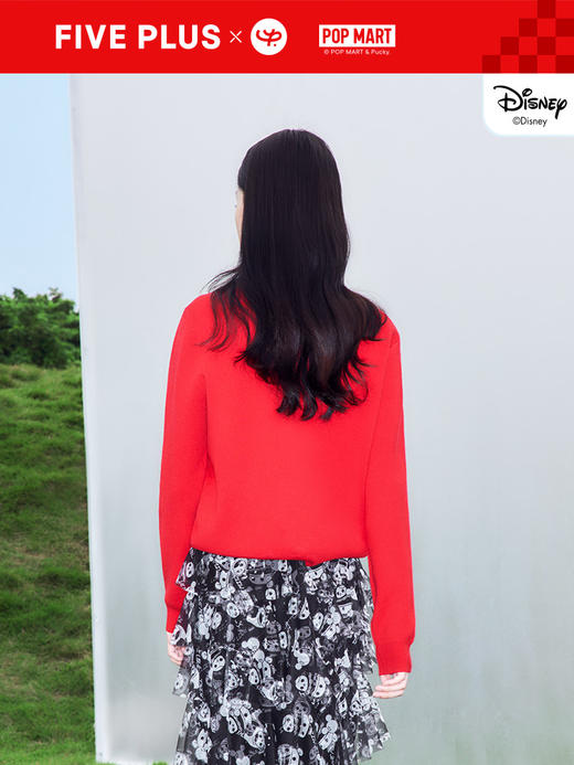 FIVE PLUS2022新款女春装泡泡玛特联名毛衣女刺绣字母米奇套头衫2WN1032080 商品图3