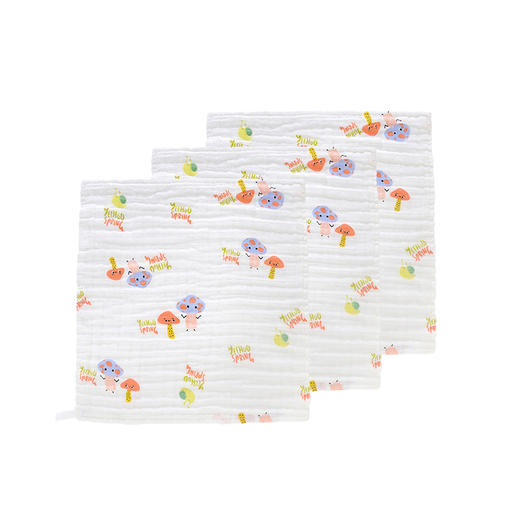 英氏22年新款泡泡纱婴儿手帕宝宝纯棉纱布巾3件装面巾YMJSJ02076A 商品图3