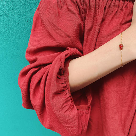 东长·福禄 红玛瑙葫芦项链耳饰手链925银镀金 天然宝石简约时尚设计师款女 商品图3