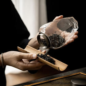 「日式锡合金盖双层密封玻璃茶叶罐」小号茶仓 花茶绿茶存茶罐