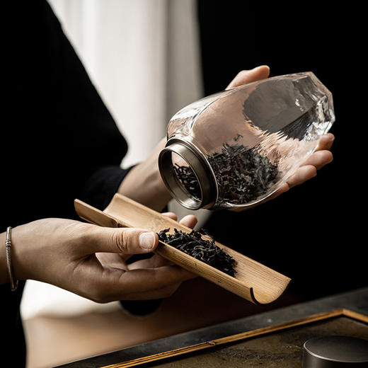 「日式锡合金盖双层密封玻璃茶叶罐」小号茶仓 花茶绿茶存茶罐 商品图0