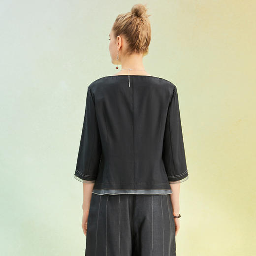 TANGY Collection/天意精品2022年春夏新品线迹刺绣莨绸上衣 商品图2