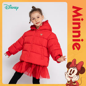 迪士尼童装 女童棉服外套加厚儿童冬棉袄女孩假两件宝宝冬装衣服214S1579


