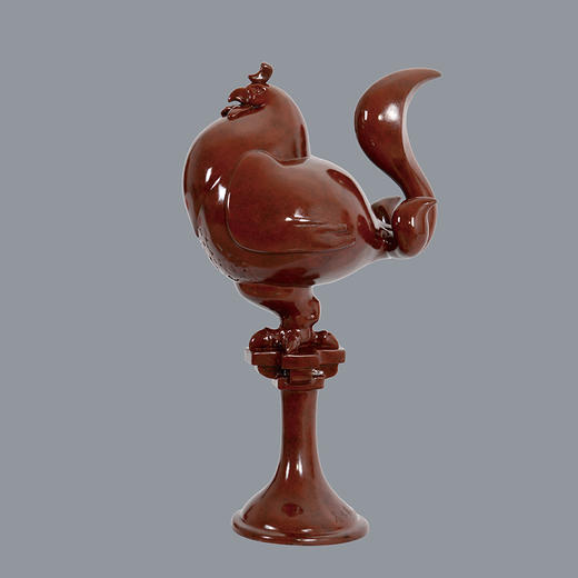 宇达青铜全铜十二生肖 鸡摆件《静观水月》著名雕塑家詹金龙作品 高38cm 商品图0