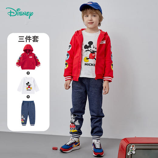 迪士尼童装男童套装酷炫米奇外套套装3件套秋冬新品 商品图0