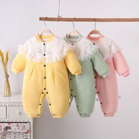 【防风保暖 表里纯棉 柔软舒适】婴儿棉服夹棉连体衣可爱卡通新生儿衣服加厚宝宝爬服单排扣和尚服