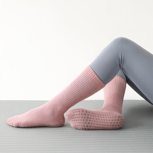 中筒瑜伽袜专业防滑秋冬款加厚过膝舞蹈袜普拉提耐磨室内地板袜 商品图4