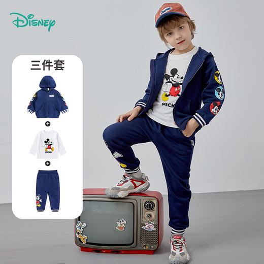 迪士尼童装男童套装酷炫米奇外套套装3件套秋冬新品 商品图3
