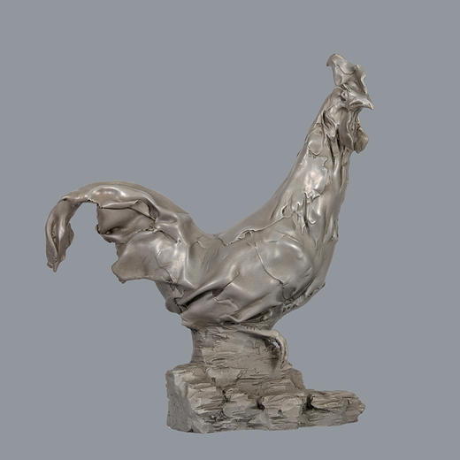 宇达青铜摆件 刘琪琛作品  十二生肖鸡《吉祥止止》艺术装饰摆件  高49cm 商品图0