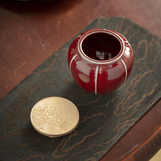 「郎红茶叶罐」小号陶瓷密封储物罐 中式便携家用存茶罐茶仓 功夫茶具 商品图2