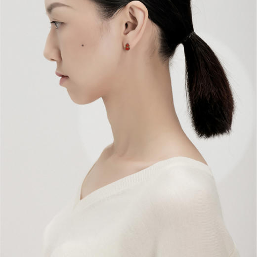 东长·福禄 红玛瑙葫芦项链耳饰手链925银镀金 天然宝石简约时尚设计师款女 商品图2