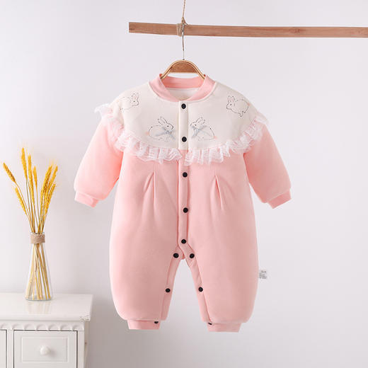 【防风保暖 表里纯棉 柔软舒适】婴儿棉服夹棉连体衣可爱卡通新生儿衣服加厚宝宝爬服单排扣和尚服 商品图1