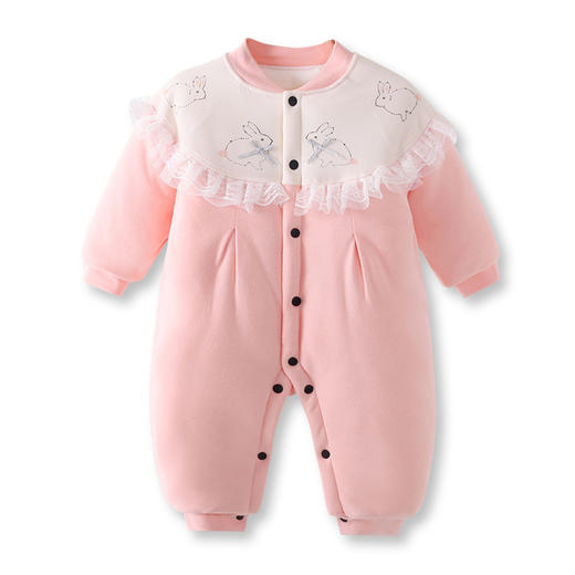 【防风保暖 表里纯棉 柔软舒适】婴儿棉服夹棉连体衣可爱卡通新生儿衣服加厚宝宝爬服单排扣和尚服 商品图4