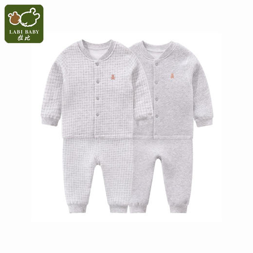 拉比-内衣类（冬）E1格子夹丝全开服套装/2套装 商品图3