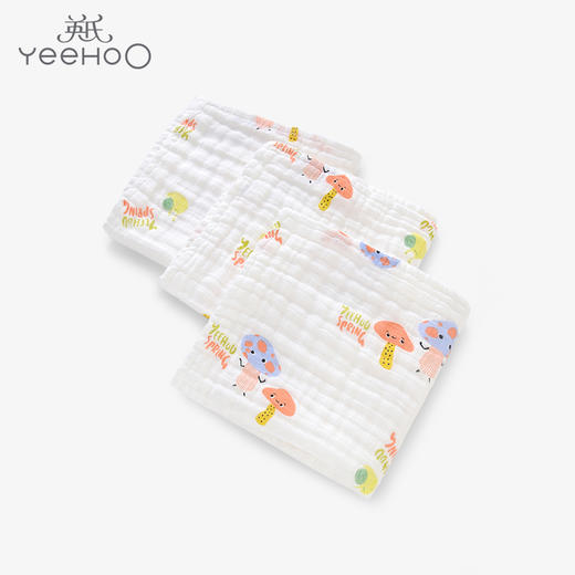 英氏22年新款泡泡纱婴儿手帕宝宝纯棉纱布巾3件装面巾YMJSJ02076A 商品图0