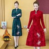JXG-妈妈装改良旗袍连衣裙女2020秋季新款中年女装中长款提花刺绣裙子 商品缩略图2