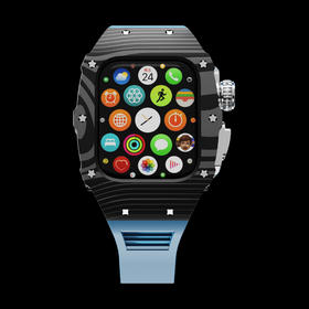 Apple Watch S9 高端改装套件 碳纤维/钛合金/蓝色表带