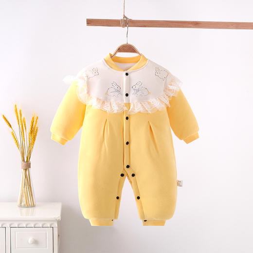 【防风保暖 表里纯棉 柔软舒适】婴儿棉服夹棉连体衣可爱卡通新生儿衣服加厚宝宝爬服单排扣和尚服 商品图2