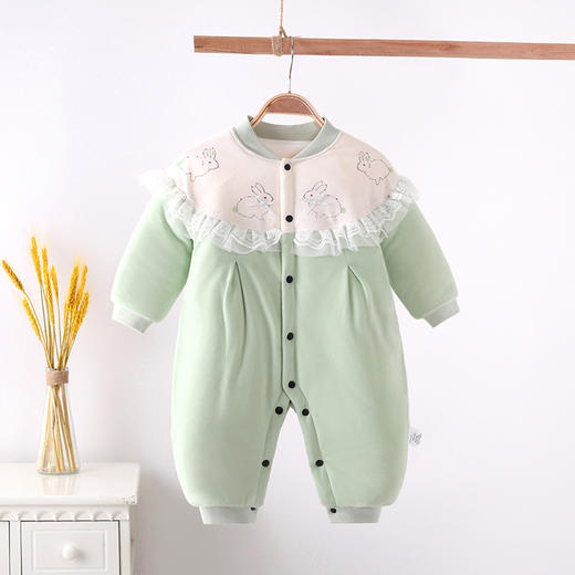 【防风保暖 表里纯棉 柔软舒适】婴儿棉服夹棉连体衣可爱卡通新生儿衣服加厚宝宝爬服单排扣和尚服 商品图3