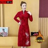 JXG-妈妈装改良旗袍连衣裙女2020秋季新款中年女装中长款提花刺绣裙子 商品缩略图5