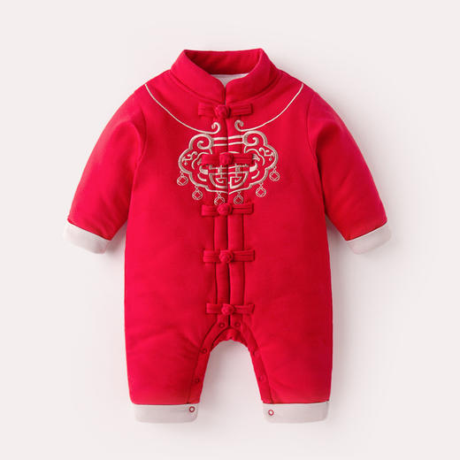 【中国风 精致刺绣 富贵满满】嘟嘟家婴儿连体衣拜年服秋冬装周岁宝宝衣服女加厚唐装冬季过年服 商品图5