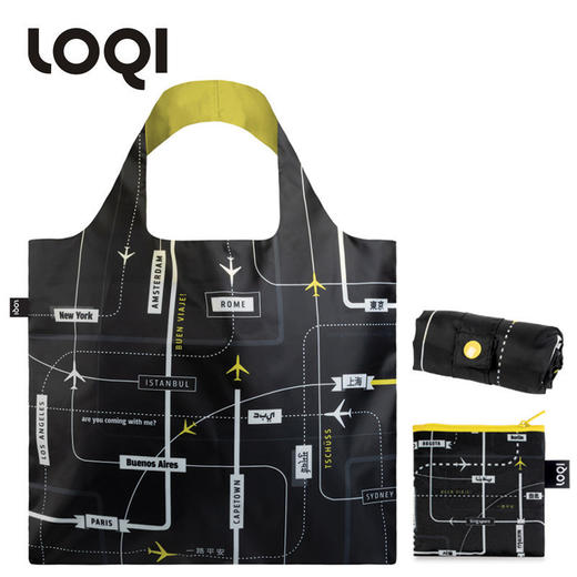 德国LOQI 艺术系列 机场系列 万用环保袋 再生环保材料 单肩可折叠 旅行大容量 防泼水 超轻50g可承重40斤 商品图1