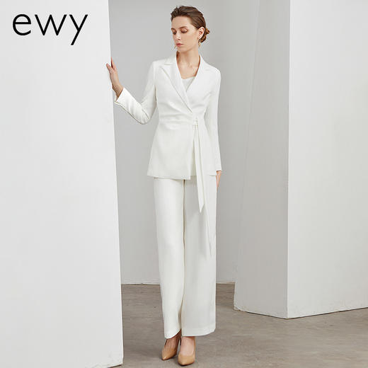 时尚白色西服套裤女气质系带西装气质主持人上镜装ol韩版职业正装 商品图1