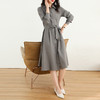 AHM-ht9663 衬衫连衣裙女2022春新款系带修身显瘦长袖知性风气质淑女中长款裙 商品缩略图2