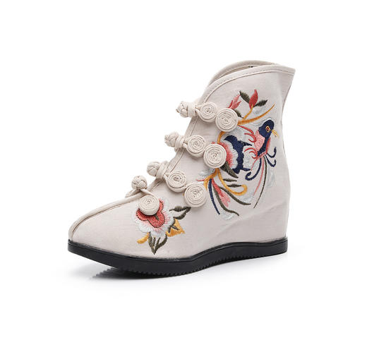 绣花靴子绣花鞋舞蹈女靴坡跟内高跟女鞋民族风布鞋汉服靴 BS831-4 商品图4