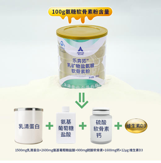 【近效期特价】每日完胜乐奔拓牌乳矿物盐氨糖软骨素粉960g（效期25年11月） 商品图3