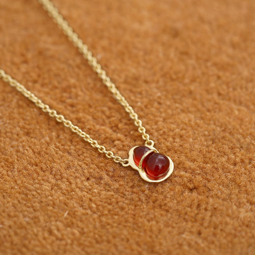 东长·福禄 红玛瑙葫芦项链耳饰手链925银镀金 天然宝石简约时尚设计师款女 商品图4