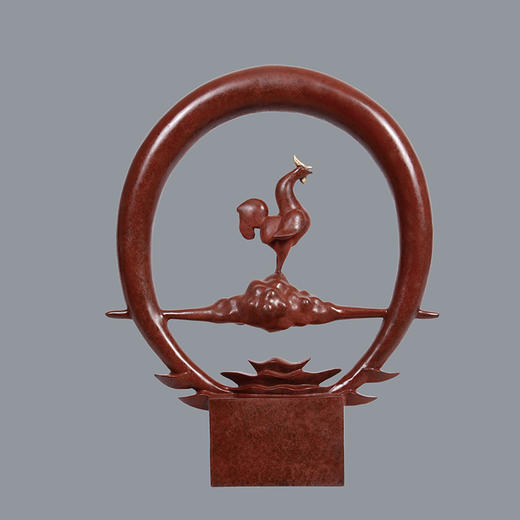 宇达青铜全铜十二生肖 鸡摆件《鸡鸣东方》青年雕塑家尹贻荣作品  高40cm 商品图0