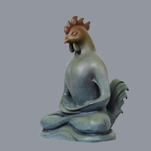 宇达青铜摆件  侯金军作品  十二生肖鸡《悟》艺术装饰摆件  高48.5cm 商品图0
