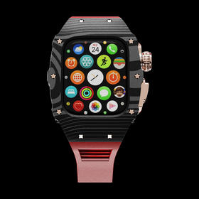Apple Watch S9 高端改装套件 碳纤维/钛合金/红色表带