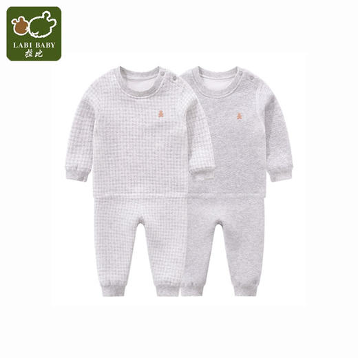 拉比-内衣类（冬）E1格子夹丝全开服套装/2套装 商品图1