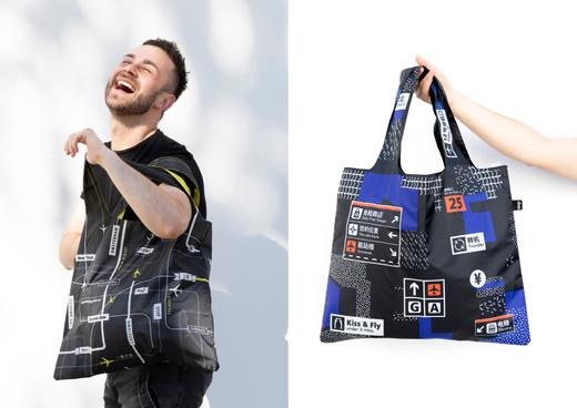 德国LOQI 艺术系列 机场系列 万用环保袋 再生环保材料 单肩可折叠 旅行大容量 防泼水 超轻50g可承重40斤 商品图6