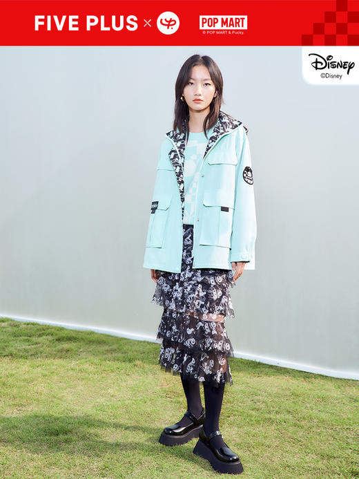 FIVE PLUS2022新款女春装泡泡玛特联名风衣女夹棉内胆外套连帽潮 2WN1040400 商品图0